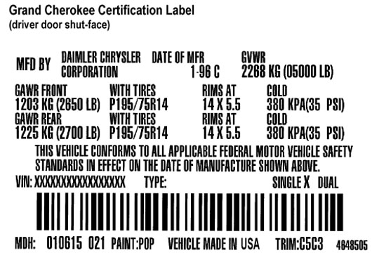 Wj Grand Cherokee Vin Decoding And Build Sheets | Jeepspecs.com