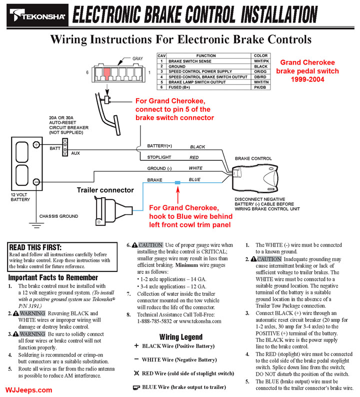 Jeep Wj Grand Cherokee Trailer Towing, Wiring Diagram For Trailer Brake Controller
